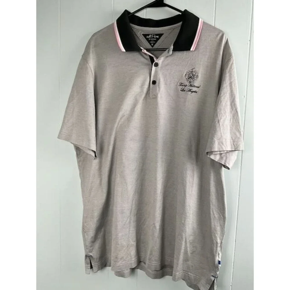 Adidas adiPure Mens XL Gray Trump National Los Angeles Golf Polo Shirt Short Slv